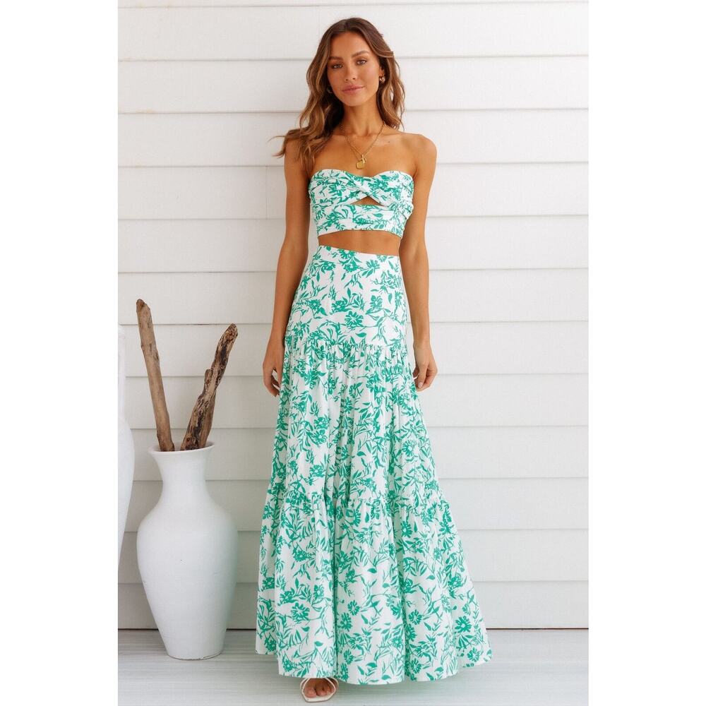 Ayla Ayla Maxi Skirt - S - Green Floral